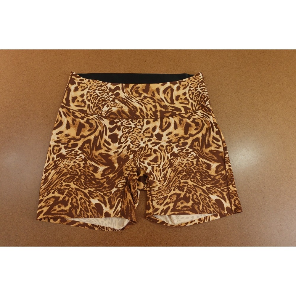 Stronger Womens Size XL Brown Leopard Print High Rise Lift Hotpant Shorts NWT